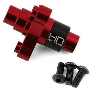 Aluminum RC car shock absorber with mounting screws, ideal for hobby-grade remote control cars.