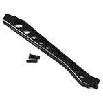 Durable aluminum RC car bumper for improved protection and stability on rugged terrain.
