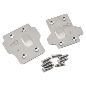 High-quality aluminum RC car mounts with screws for improved durability and performance.