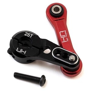 Lightweight aluminum RC car steering arm for durability and precision control.