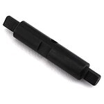 Durable black metal shaft for remote control cars, essential component for steering and transmission.