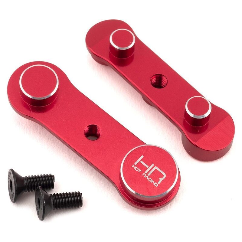 RC Car Aluminum Servo Mount. High-quality red aluminum servo mount for RC cars, compatible with high-performance racing and hobby vehicles.