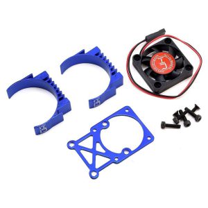 Hot Racing Clip-On Two-Piece Motor Heat Sink w/Fan (Blue) HRAMH550TE06
