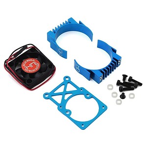Hot Racing Clip-On Two-Piece Motor Heat Sink w/Fan (Tamiya Blue) HRAMH550TE16