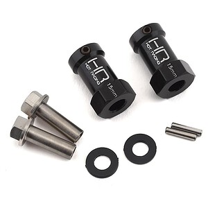 Axial Wheel Hub Extensions w/12mm Hex (Black) (2) (+15mm)