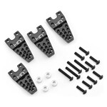 Durable black aluminum RC car pedals with mounting screws and spacers for racing enthusiasts.