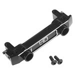 High-quality black RC car chassis with mounting screws for hobbyist remote control cars. Durable metal construction for off-road racing and customization.