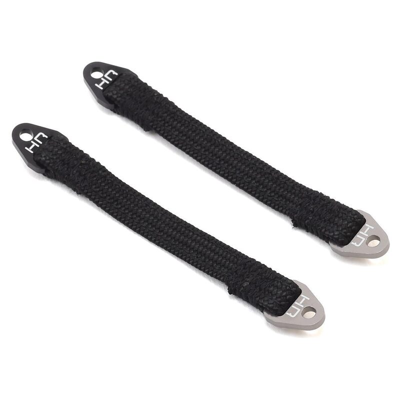 Hot Racing 85mm Suspension Travel Limit Straps (2) (Black/Silver) HRASLS85T1801