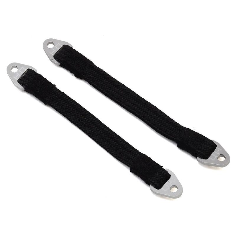 Hot Racing 95mm Suspension Travel Limit Straps (2) (Silver) HRASLS95T1808