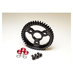 High-performance RC car gear with red spacers and screws for upgraded RC car racing.