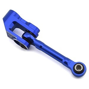High-performance blue aluminum RC car steering linkage for durability and precision. Fits RC car upgrades.