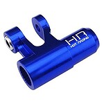 Blue aluminum RC car shock tower and arm component. Perfect upgrade for racing and off-road vehicles.