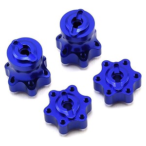 Blue anodized metal lock nuts for RC cars, durable and lightweight, perfect for upgrading RC vehicle performance.
