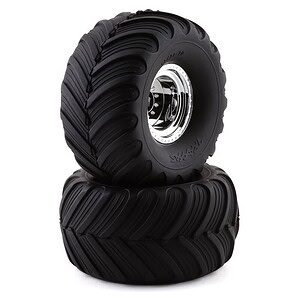 Traxxas Tires & Wheels Glued SCT Chrome Blue Beadlock BFGoodrich KM2 (2WD Front) TRA3665