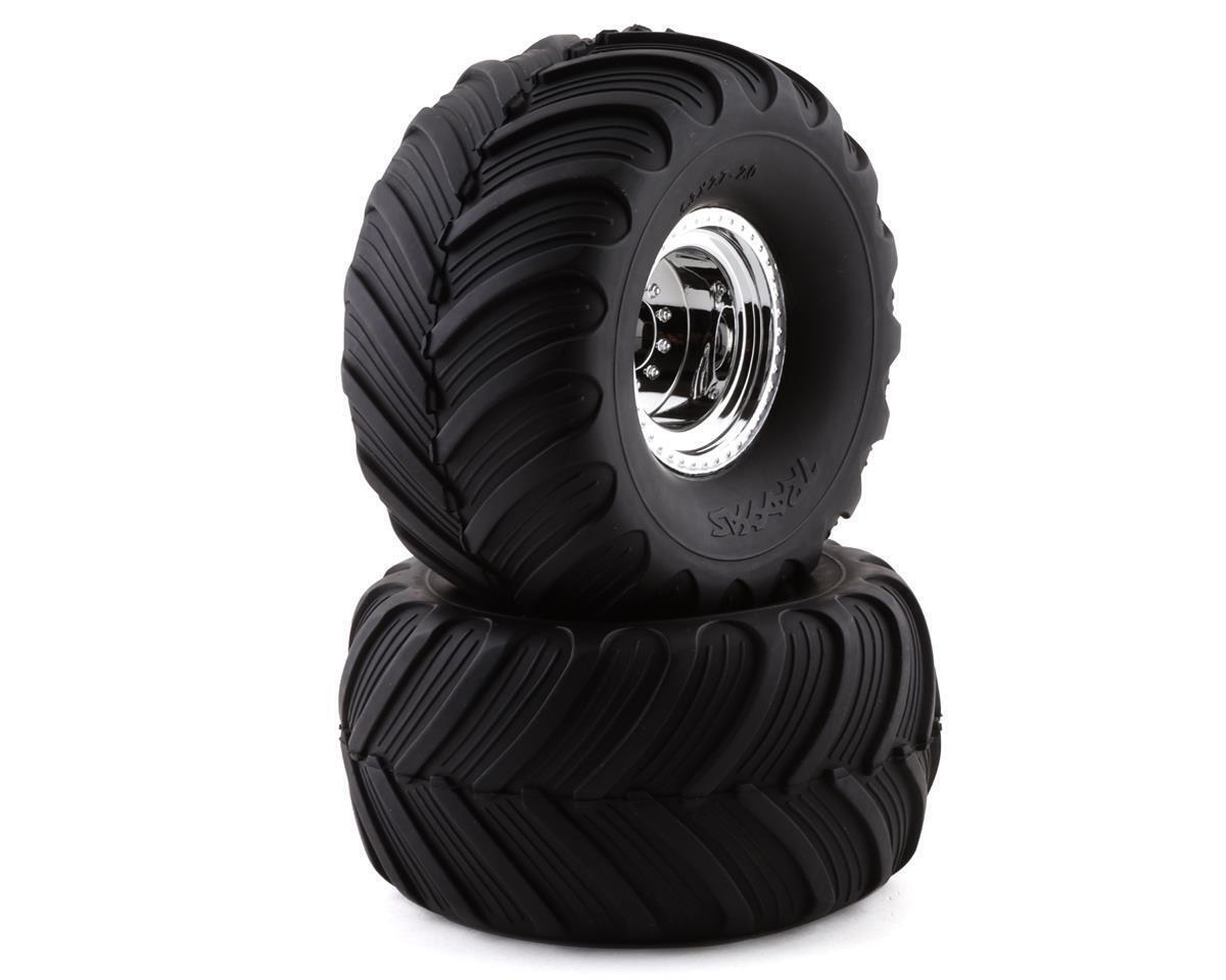 Traxxas Tires & Wheels Glued SCT Chrome Blue Beadlock BFGoodrich KM2 (2WD Front) TRA3665