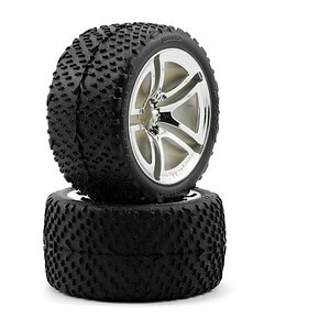 Traxxas Tires and wheels assembled glued (Jato twin-spoke wheels Victory tires foam inserts) (rear) (2)