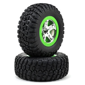 Traxxas Tire & Wheel Assy Glued SCT Chrome Green Beadlock BFGoodrich KM2 (4WD F/R) TRA5865