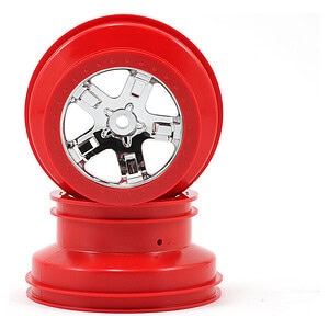 Traxxas Wheels SCT Chrome Red Beadlock Dual Profile (2.2/3.0 Inner) (2) TRA5868