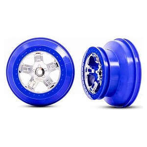 Traxxas Wheels SCT chrome blue beadlock style dual profile (2.2” outer 3.0” inner) (2) (2WD front only)