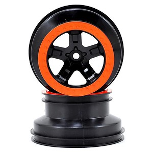 Traxxas Wheels SCT black orange beadlock style dual profile (2.2 outer 3.0 inner) (2WD front) (2)