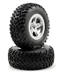 Traxxas Tires and wheels assembled glued SCT satin chrome wheels beadlock