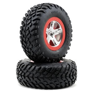 Traxxas Tires and wheels assembled glued SCT Satin Chrome
