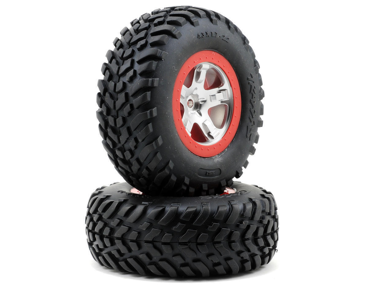 Traxxas Tires and wheels assembled glued SCT Satin Chrome