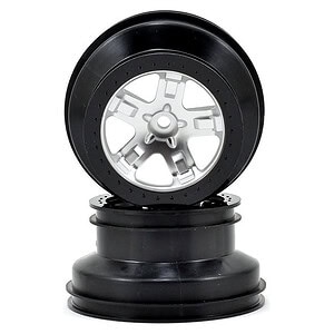 Traxxas Wheels SCT satin chrome black beadlock style dual profile (2.2 outer 3.0 inner) (2) (2WD front only)
