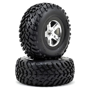Traxxas Tire & Wheel Assy Glued SCT Satin Chrome Black Beadlock BFGoodrich KM2 (4WD F/R) TRA5875X