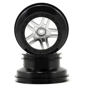 Traxxas Wheels SCT Split-Spoke Satin Chrome Black Beadlock Dual Profile (2WD Front) (2) TRA5876