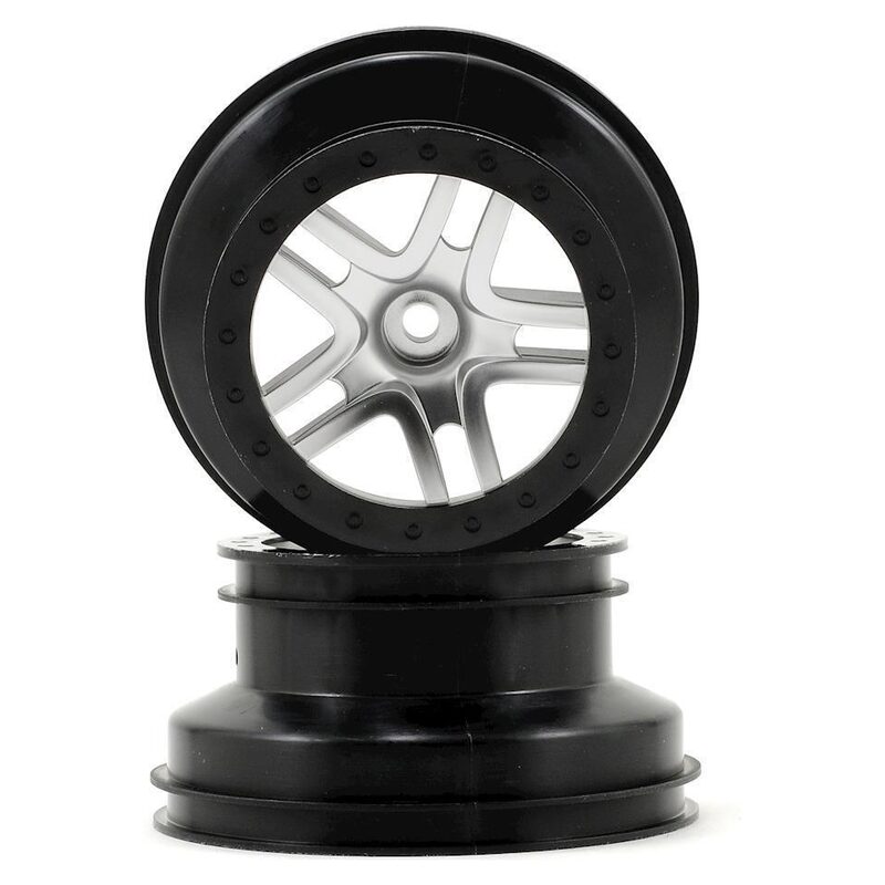 Traxxas Wheels SCT Split-Spoke Satin Chrome Black Beadlock Dual Profile (2WD Front) (2) TRA5876
