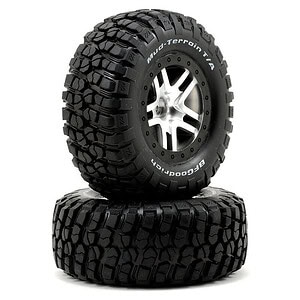 Traxxas Tire & Wheel Assy Glued SCT Satin Chrome Black Beadlock Off-Road Racing (4WD F/R) TRA5877