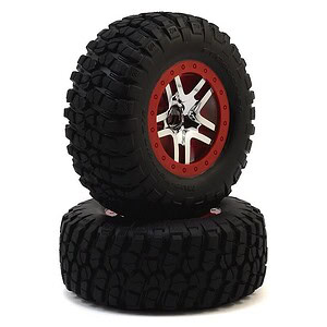 Traxxas Tire & Wheel Assy Glued SCT SS Satin Black Beadlock BFGoodrich KM2 (2WD Front) TRA5877A