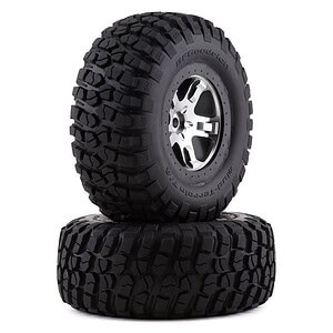 Traxxas Tire & Wheel Assy Glued SCT SS Black Blue Beadlock BFGoodrich KM2 (2WD Front) TRA5878