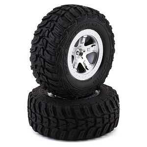 Traxxas Tire & Wheel Assy Glued SCT Satin Chrome Black Beadlock Kumho (2WD Front) TRA5880X