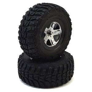 Traxxas Tire & Wheel Assy Glued SCT Satin Chrome Black Beadlock Kumho (4WD F/R) TRA5881