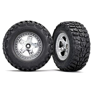 Traxxas Tire & Wheel Assy Glued SCT Satin Chrome Beadlock Kumho (4WD F/R) TRA5881X