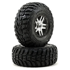 Traxxas Tire & Wheel Assy Glued (S1) SCT SS Satin Chrome Black Beadlock Kumho (4WD F/R) TRA5882R