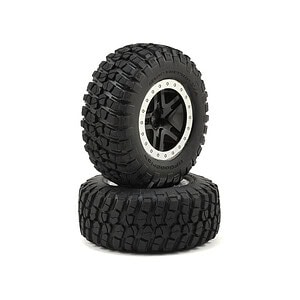Traxxas Tire & Wheel Assy Glued SCT SS Chrome Red Beadlock BFGoodrich KM2 (4WD F/R) TRA5883