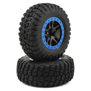 Traxxas Tire & Wheel Assy Glued SCT SS Black Satin Chrome Beadlock BFGoodrich KM2 (2WD Front) TRA5883A
