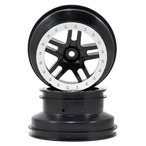 Traxxas Wheels SCT Split-Spoke Black Satin Chrome Beadlock Dual Profile (4WD F/R 2WD Rear) (2) TRA5884