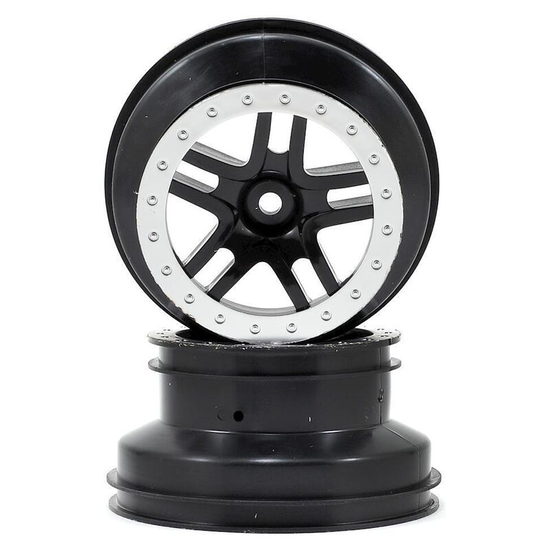 Traxxas Wheels SCT Split-Spoke Black Satin Chrome Beadlock Dual Profile (4WD F/R 2WD Rear) (2) TRA5884