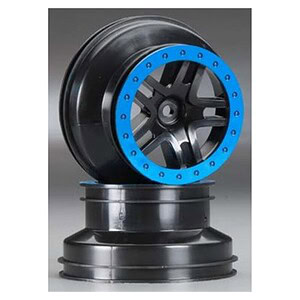 Traxxas Wheels SCT Split-Spoke Black Blue Beadlock Dual Profile (4WD F/R 2WD Rear) (2) TRA5884A