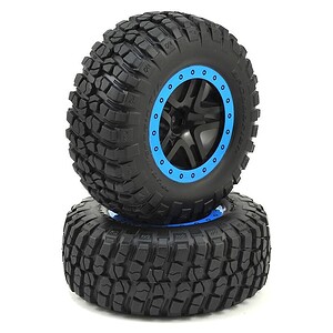 Traxxas Tire & Wheel Assy Glued SCT SS Black Blue Beadlock BFGoodrich KM2 (4WD F/R) TRA5885A