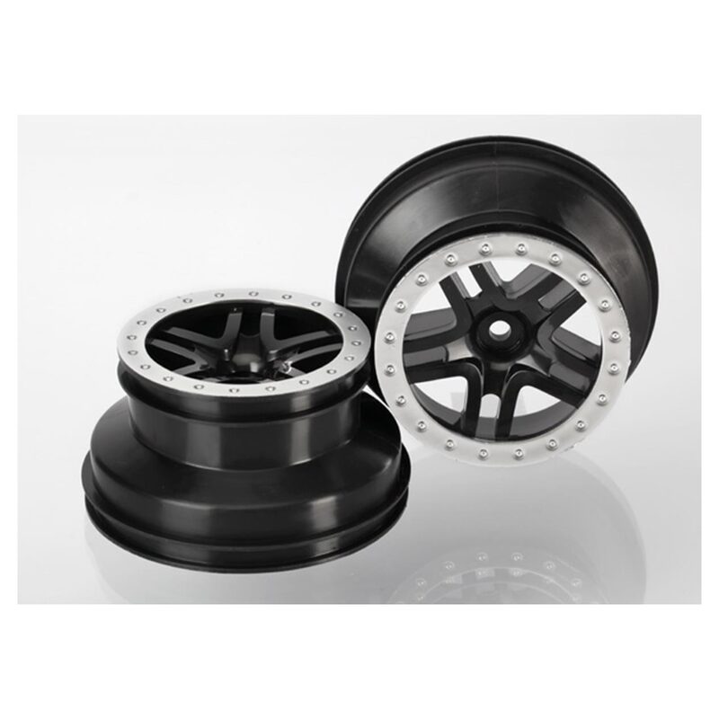 Traxxas Wheels SCT Split-Spoke Black Satin Chrome Beadlock Dual Profile (2WD Front) (2) TRA5886