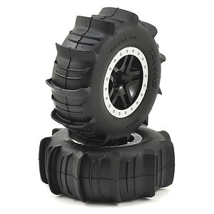 Traxxas Tires and wheels assembled glued (SCT) Split-Spoke black satin chrome beadlock