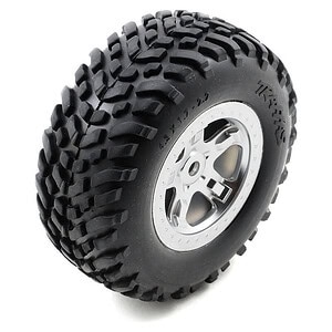 Traxxas Tires & Wheels Glued SCT Satin Chrome Red Beadlock Off-Road Racing (Left/Right) TRA5973