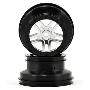 Traxxas Wheels SCT Split-Spoke Satin Chrome Black Beadlock Dual Profile (F/R) (2) TRA5974