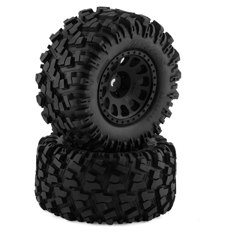 Traxxas Tires and wheels assembled glued (XRT Race black wheels Maxx AT tires foam inserts) (left and right)