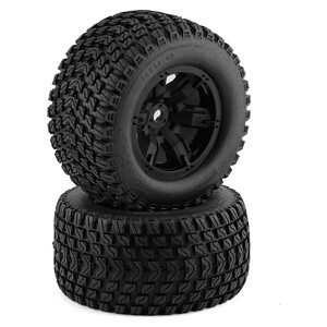 Traxxas Tires and wheels assembled glued (X-Maxx black wheels Gravix tires foam inserts) (left and right)